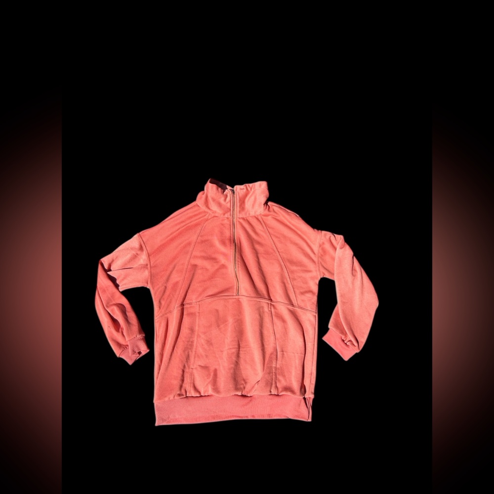 ✨Soft peach pink velvet quarter zip sweatshirt✨